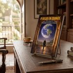 Magazine on a wooden desk in a study cover shows Earth globe and a person title PENSAR EN GRANDE