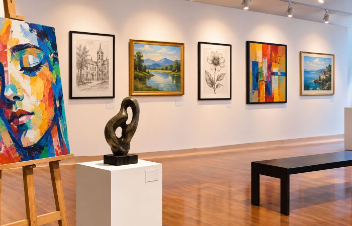 Exposición de arte, dibujos, cuadros y fotos